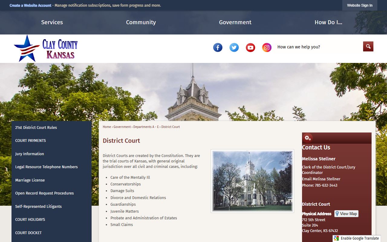 Clay County court records after arrest district court page