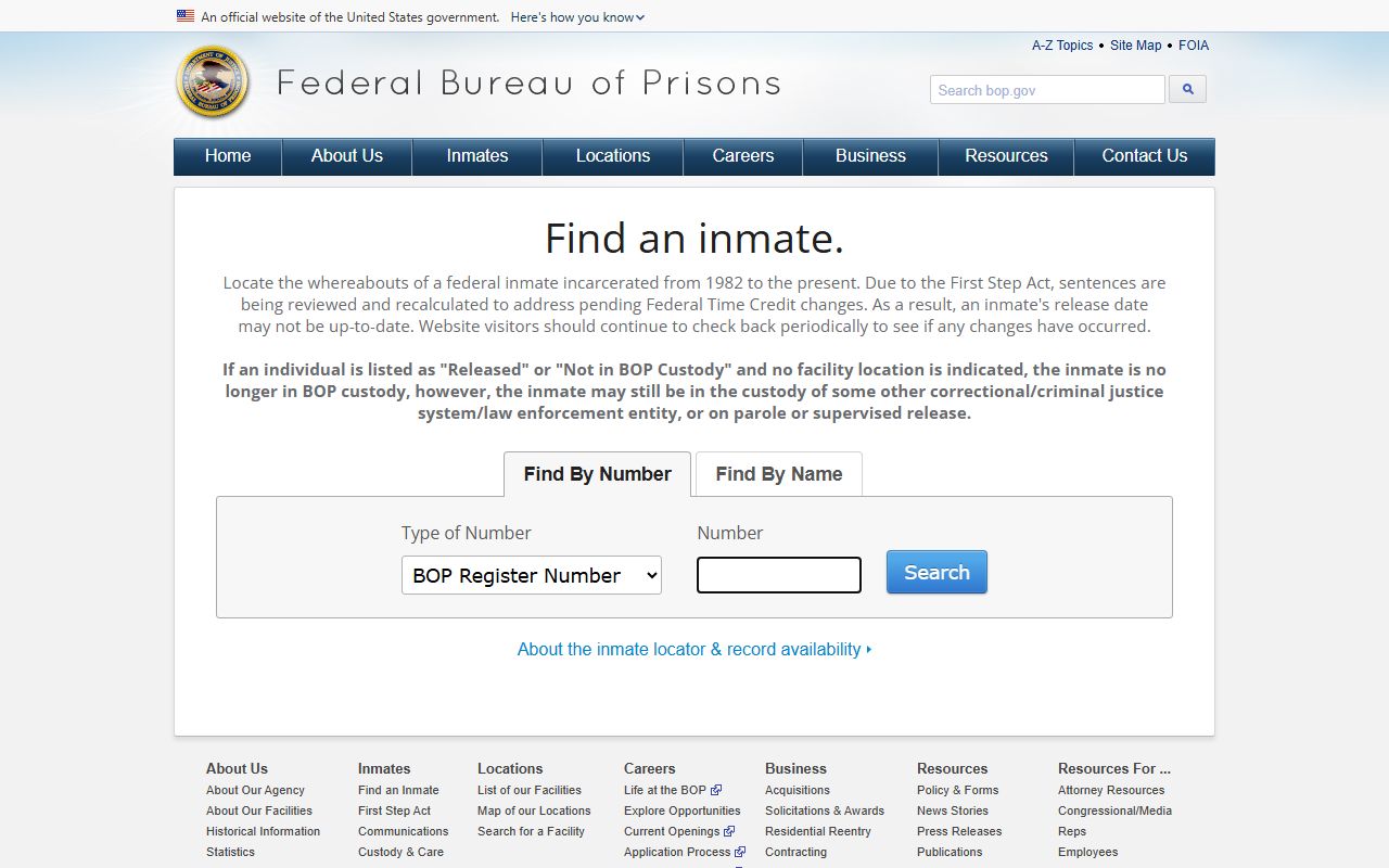 Clay County inmate population federal BOP inmate locator