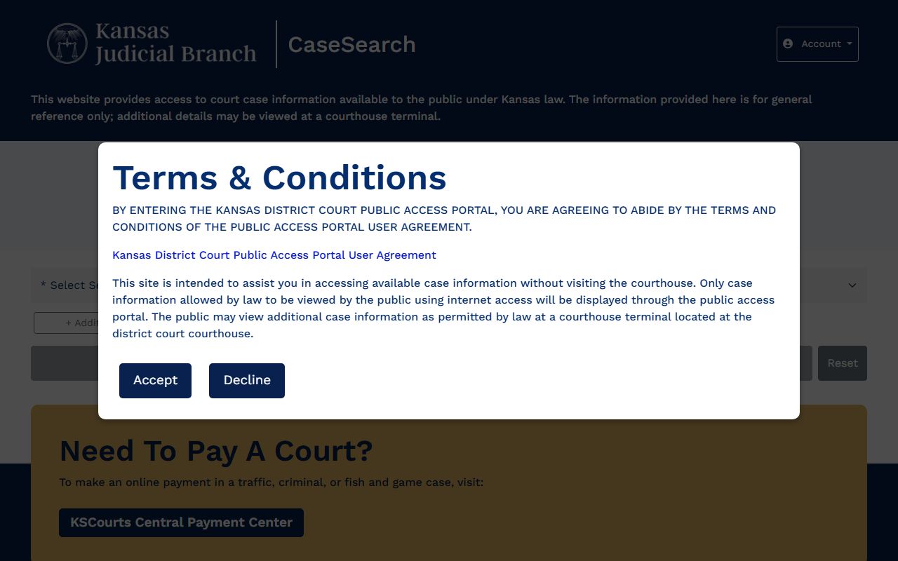 Kansas Case Search for Clay County court records after arrest